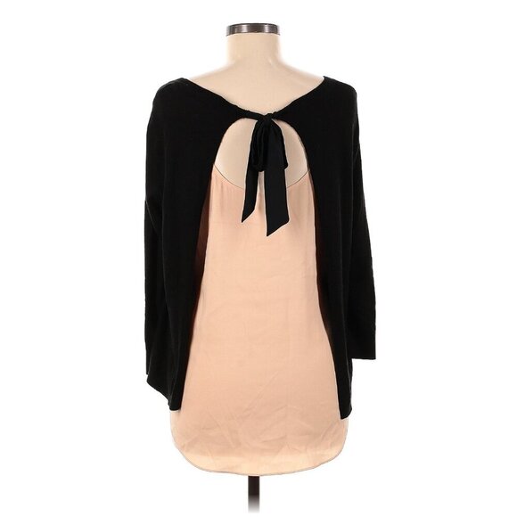 Ann Taylor Sweater Blouse Black Light Pink M - Picture 2 of 10